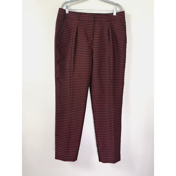 kate spade Pants - Kate Spade Womens 12 Avery Ankle Trousers Red Black Jacquard Preppy Academia Fit